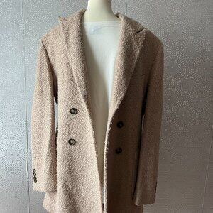 Spada Roma Mens Beige Long Sleeve Belted Single Breasted Long Pea Coat